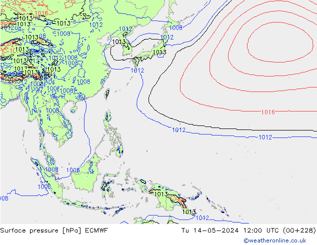 pressão do solo ECMWF Ter 14.05.2024 12 UTC