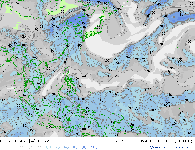 RH 700 hPa ECMWF Su 05.05.2024 06 UTC