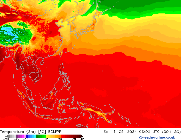 Sıcaklık Haritası (2m) ECMWF Cts 11.05.2024 06 UTC