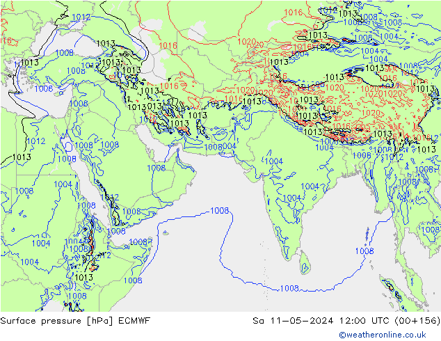 Surface pressure ECMWF Sa 11.05.2024 12 UTC