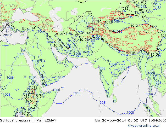 Presión superficial ECMWF lun 20.05.2024 00 UTC