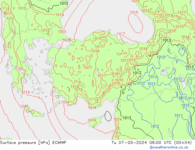 pressão do solo ECMWF Ter 07.05.2024 06 UTC