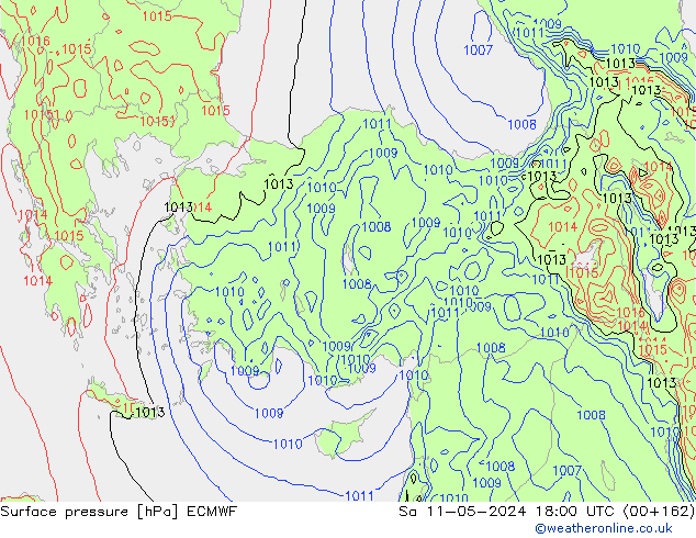 Surface pressure ECMWF Sa 11.05.2024 18 UTC