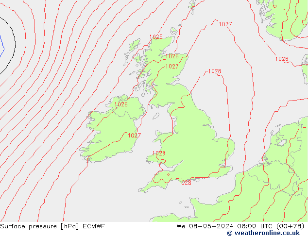 Bodendruck ECMWF Mi 08.05.2024 06 UTC