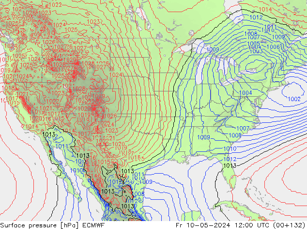 Luchtdruk (Grond) ECMWF vr 10.05.2024 12 UTC