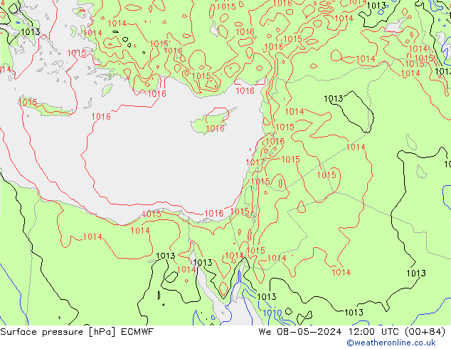 Surface pressure ECMWF We 08.05.2024 12 UTC