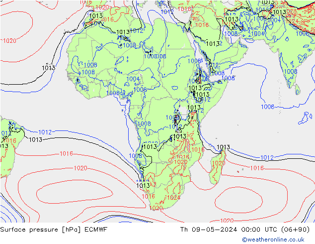 Luchtdruk (Grond) ECMWF do 09.05.2024 00 UTC