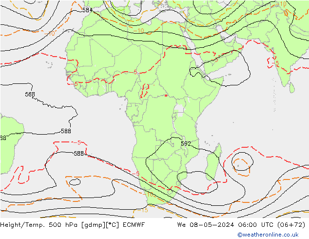 Height/Temp. 500 hPa ECMWF We 08.05.2024 06 UTC