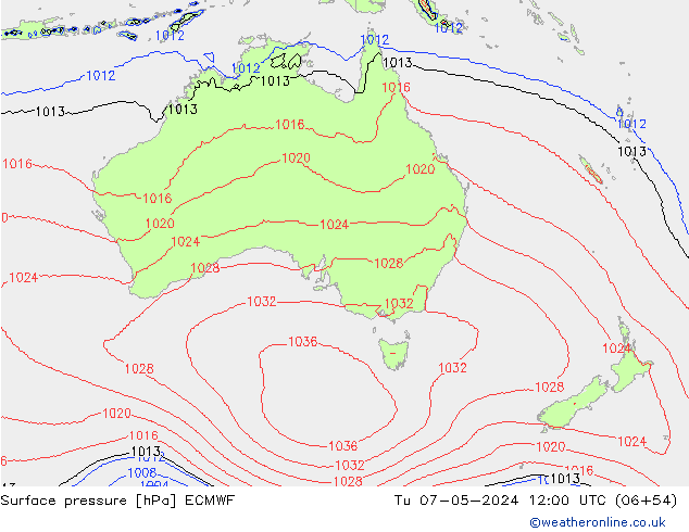 pressão do solo ECMWF Ter 07.05.2024 12 UTC