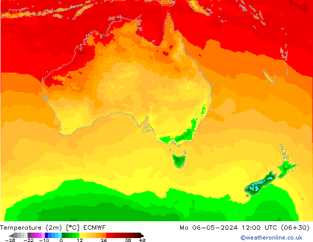 Temperature (2m) ECMWF Po 06.05.2024 12 UTC