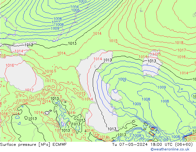 Surface pressure ECMWF Tu 07.05.2024 18 UTC