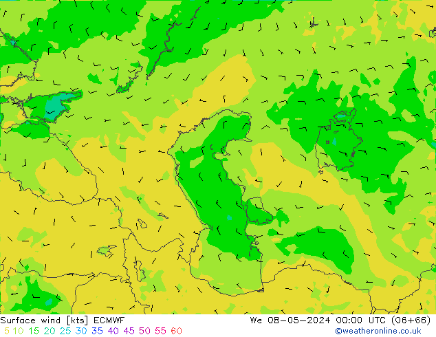 Vent 10 m ECMWF mer 08.05.2024 00 UTC