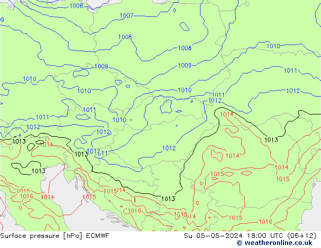 Surface pressure ECMWF Su 05.05.2024 18 UTC