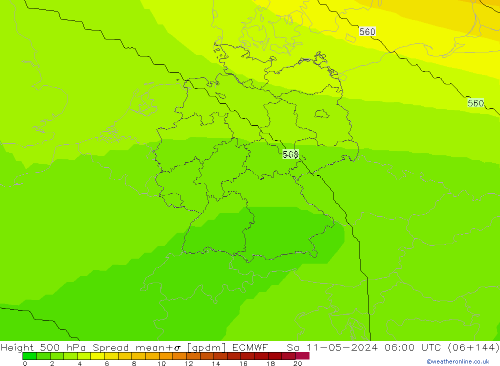 Height 500 hPa Spread ECMWF Sa 11.05.2024 06 UTC