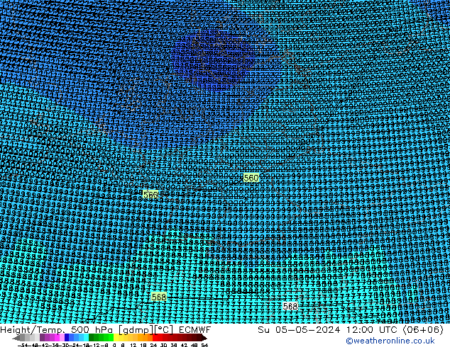 Height/Temp. 500 hPa ECMWF 星期日 05.05.2024 12 UTC