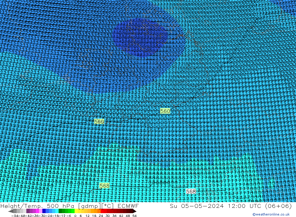 Height/Temp. 500 hPa ECMWF 星期日 05.05.2024 12 UTC