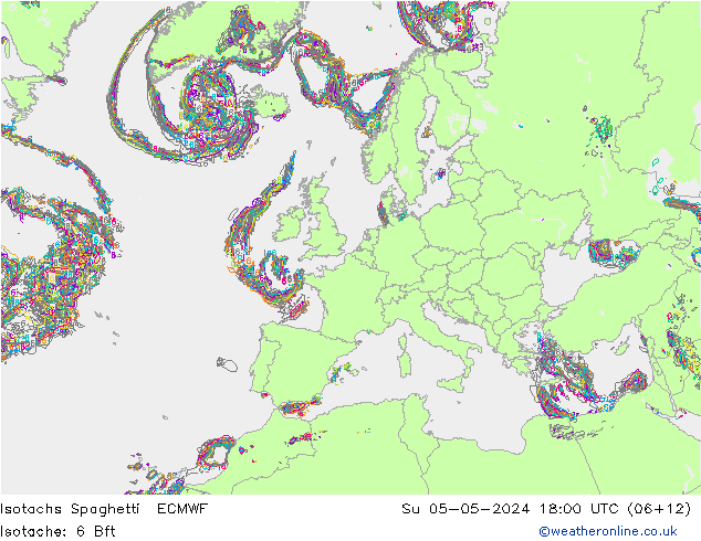 Isotachen Spaghetti ECMWF So 05.05.2024 18 UTC