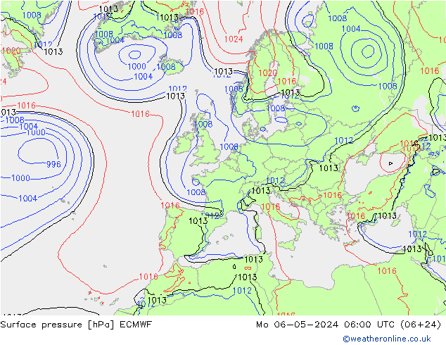 Presión superficial ECMWF lun 06.05.2024 06 UTC