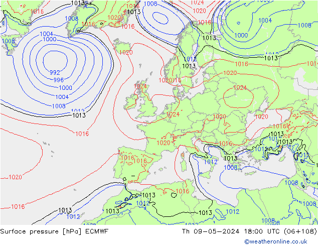 приземное давление ECMWF чт 09.05.2024 18 UTC