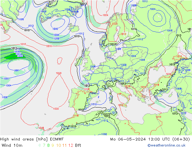 High wind areas ECMWF Mo 06.05.2024 12 UTC