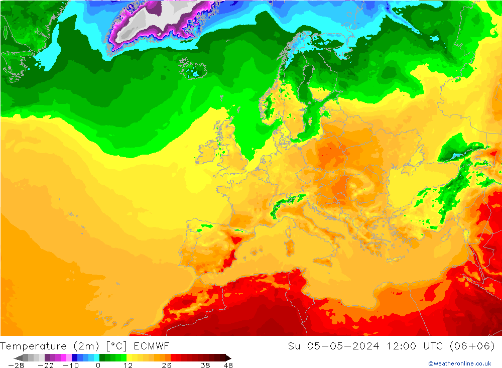 Temperatura (2m) ECMWF dom 05.05.2024 12 UTC