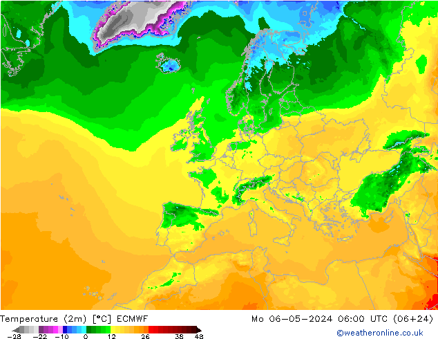 Temperaturkarte (2m) ECMWF Mo 06.05.2024 06 UTC