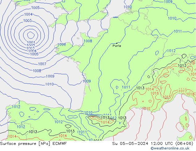 Surface pressure ECMWF Su 05.05.2024 12 UTC
