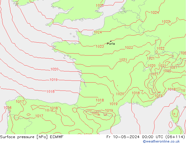 pression de l'air ECMWF ven 10.05.2024 00 UTC