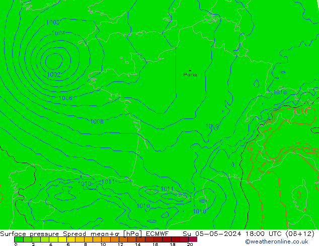 Bodendruck Spread ECMWF So 05.05.2024 18 UTC
