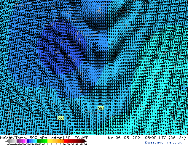Géop./Temp. 500 hPa ECMWF lun 06.05.2024 06 UTC