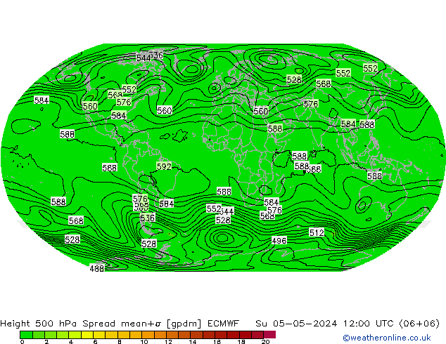 Height 500 hPa Spread ECMWF So 05.05.2024 12 UTC