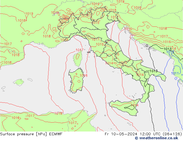 ciśnienie ECMWF pt. 10.05.2024 12 UTC