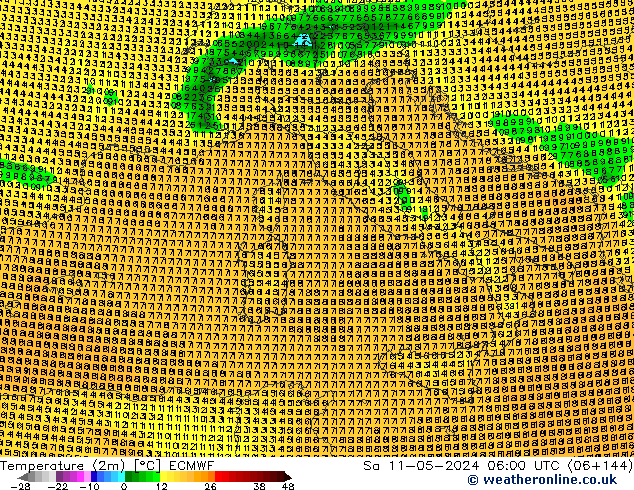 Temperatura (2m) ECMWF Sáb 11.05.2024 06 UTC