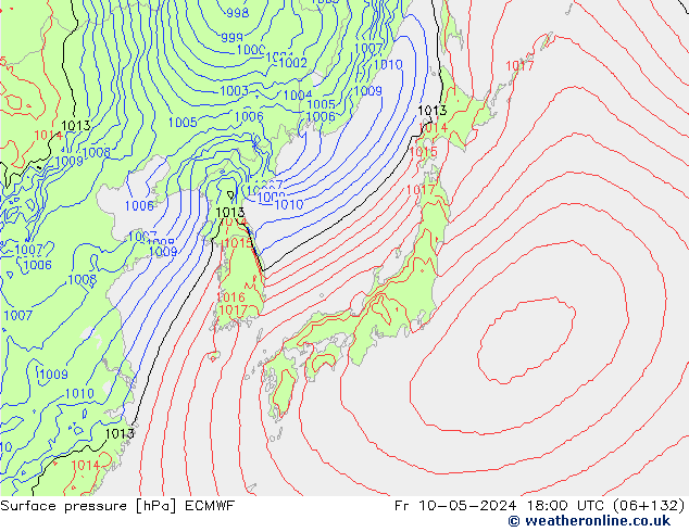 pressão do solo ECMWF Sex 10.05.2024 18 UTC