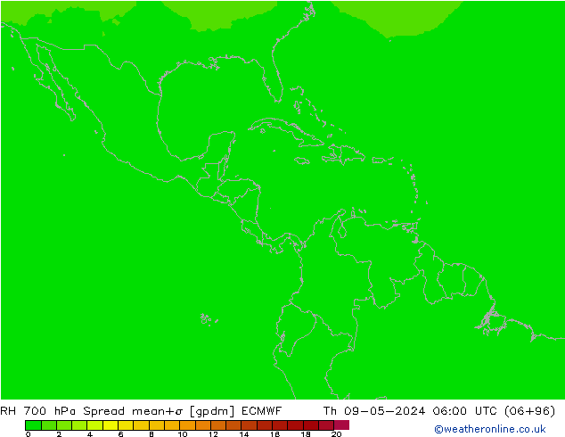 RH 700 hPa Spread ECMWF Th 09.05.2024 06 UTC