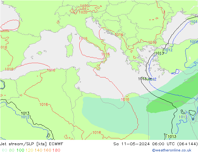 Jet stream ECMWF Sáb 11.05.2024 06 UTC