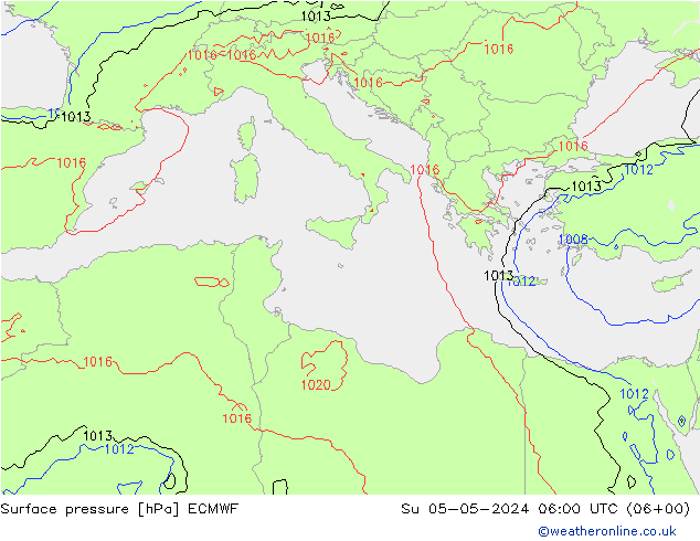 Yer basıncı ECMWF Paz 05.05.2024 06 UTC