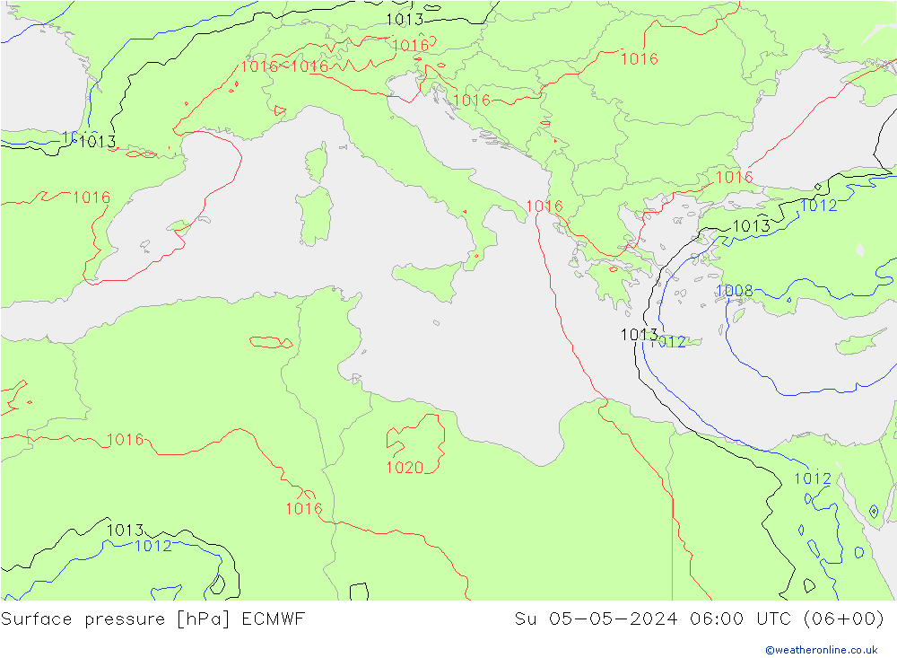 Yer basıncı ECMWF Paz 05.05.2024 06 UTC