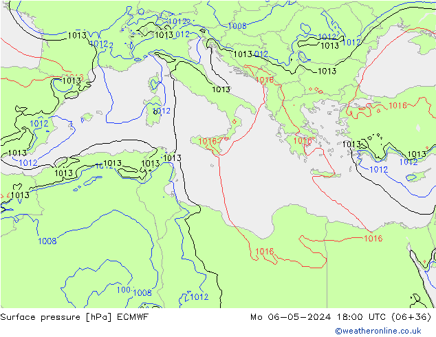 ciśnienie ECMWF pon. 06.05.2024 18 UTC