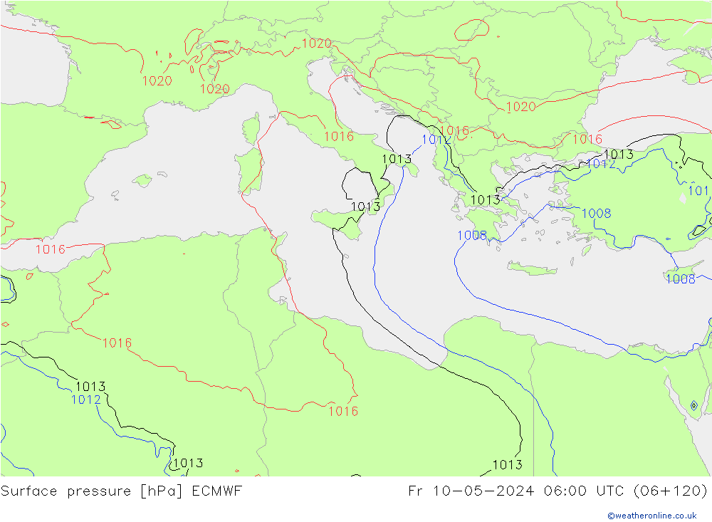 Surface pressure ECMWF Fr 10.05.2024 06 UTC