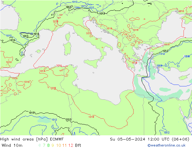 High wind areas ECMWF Ne 05.05.2024 12 UTC