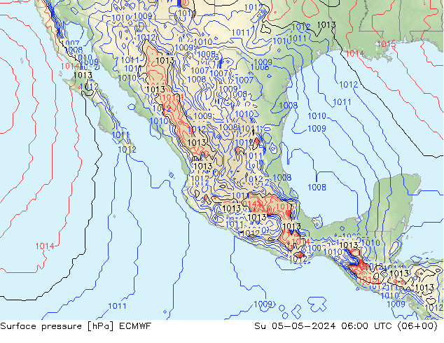 Presión superficial ECMWF dom 05.05.2024 06 UTC