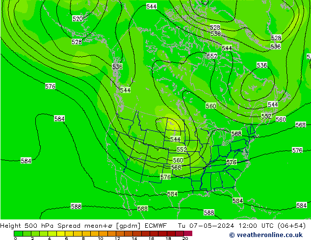 Height 500 hPa Spread ECMWF mar 07.05.2024 12 UTC