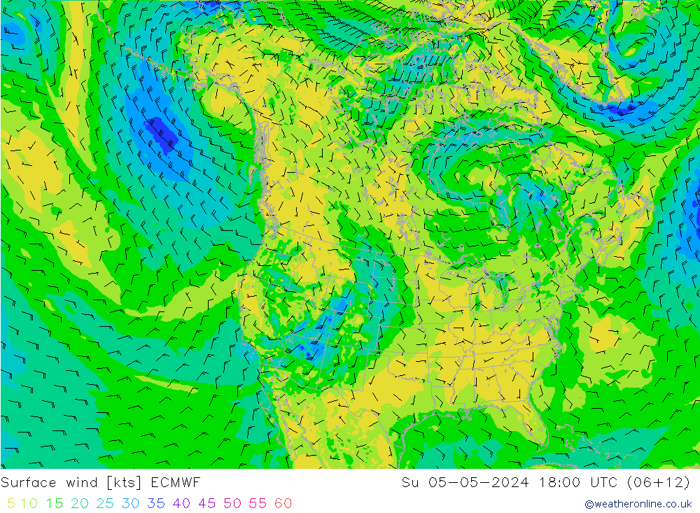 Surface wind ECMWF Su 05.05.2024 18 UTC