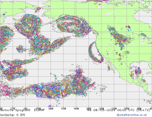 Isotachs Spaghetti ECMWF We 08.05.2024 06 UTC