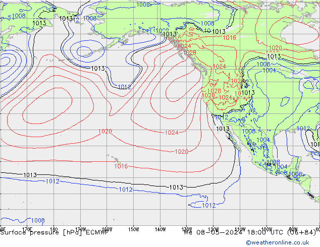 Pressione al suolo ECMWF mer 08.05.2024 18 UTC