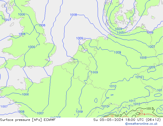 Surface pressure ECMWF Su 05.05.2024 18 UTC