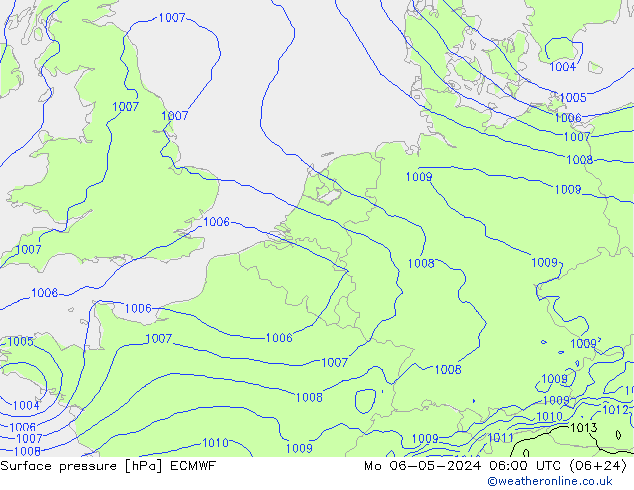 Surface pressure ECMWF Mo 06.05.2024 06 UTC