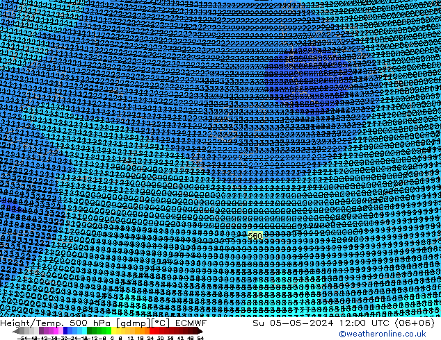 Height/Temp. 500 hPa ECMWF Dom 05.05.2024 12 UTC