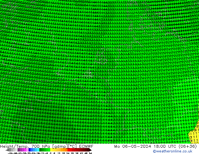Hoogte/Temp. 700 hPa ECMWF ma 06.05.2024 18 UTC